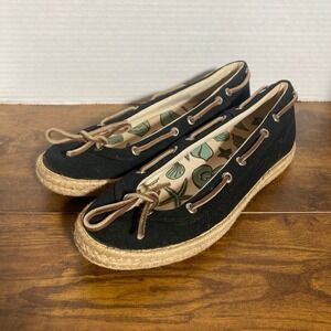 Sperry Top-Sider Womens Black Canvas Espadrille Boat Shoes 9835117 Size 6.5M